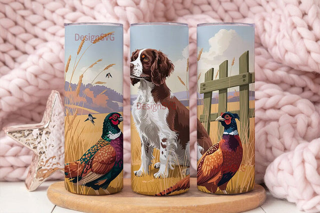 Hunting Dog & Pheasants 20oz Tumbler Sublimation DesignSVG 