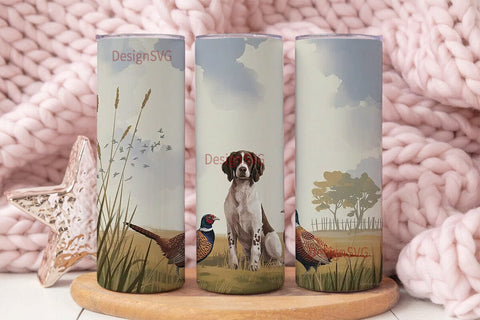 Hunting Dog & Pheasants 20oz Tumbler Sublimation DesignSVG 