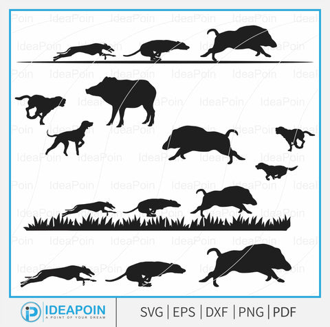 Hunting Dogs Chasing Hog svg, Hunting Dogs Svg, Wild Boar SVG, Wild Boar Hunting Svg, Hunting Dogs Chasing Hog SVG, Boar Hunting SVG SVG Dinvect 