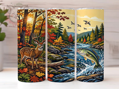 Hunting Fishing 20oz Tumbler, Hunting Theme, Fishing Motif, Outdoor Lifestyle, Nature Adventure, Rustic Style, 20oz Wrap, Sublimation Tumbler Sublimation Lara' s Designs 