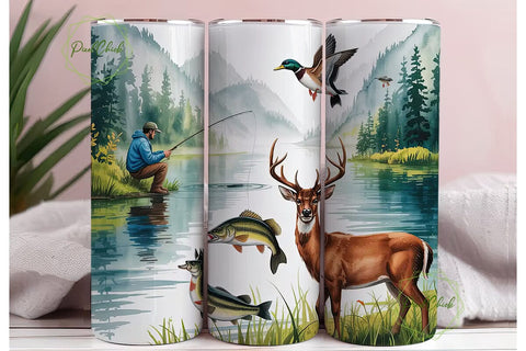 Hunting & Fishing 20oz Tumbler Wrap Sublimation PixelChick 