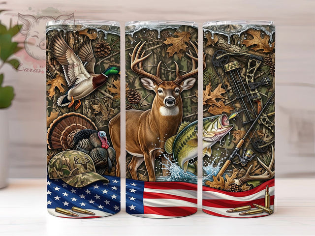 Hunting Fishing Collage 20oz Tumbler, Hunting Fishing, Fishing Collage, Hunting Tumbler, 20oz Tumbler, Fishing Tumbler, Outdoor Collage, Tumbler Wrap Sublimation Lara' s Designs 