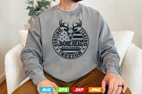 Hunting Fishing Freedom Bone Head Outfitter Svg png, Fathers Day svg, 4th Of July Svg, Deer Hunting Svg, USA Flag Svg, Fishing Svg SVG DesignDestine 