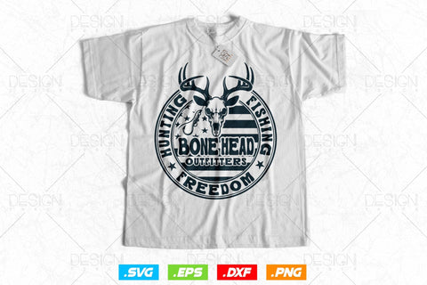 Hunting Fishing Freedom Bone Head Outfitter Svg png, Fathers Day svg, 4th Of July Svg, Deer Hunting Svg, USA Flag Svg, Fishing Svg SVG DesignDestine 