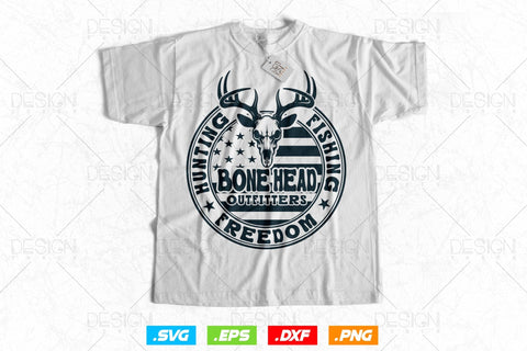 Hunting Fishing Freedom Bone Head Outfitter Svg png, Fathers Day svg, 4th Of July Svg, Deer Hunting Svg, USA Flag Svg, Fishing Svg SVG DesignDestine 