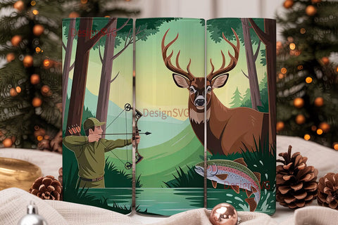 Hunting & Fishing Scene 20oz Tumbler Sublimation DesignSVG 