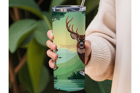 Hunting & Fishing Scene 20oz Tumbler Sublimation DesignSVG 