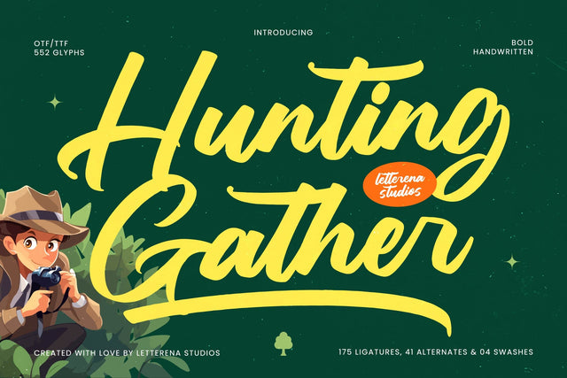 Hunting Gather - Bold Handwritten Font Font Letterena Studios 