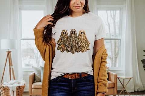 Hunting Ghost PNG, Camo Ghost Trio Halloween SVG Sublimation Pickled Thistle Creative 