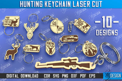 Hunting Keychain Laser Cut Bundle | Hunting Season | Gift for Hunter | CNC File SVG Fly Design 