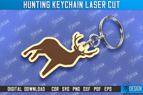 Hunting Keychain Laser Cut Bundle | Hunting Season | Gift for Hunter | CNC File SVG Fly Design 