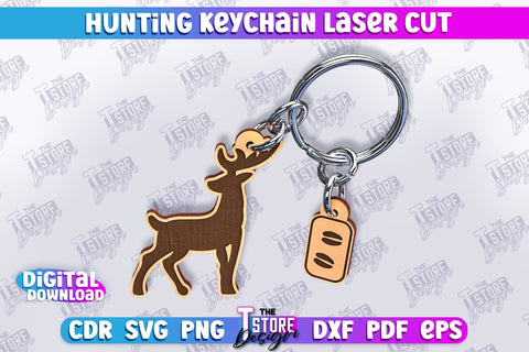 Hunting Keychain Laser Cut Bundle | Hunting Season | Gift for Hunter | CNC File SVG The T Store Design 