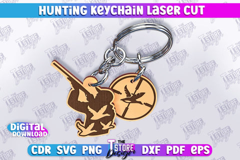 Hunting Keychain Laser Cut Bundle | Hunting Season | Gift for Hunter | CNC File SVG The T Store Design 