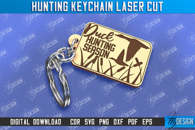 Hunting Keychain Laser Cut | Hunting Season | Gift for Hunter | CNC File SVG Fly Design 