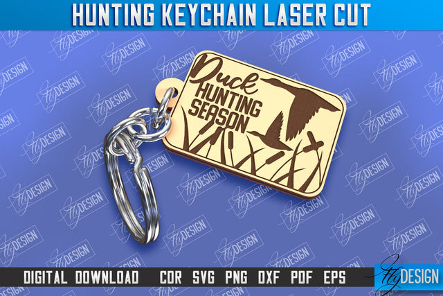 Hunting Keychain Laser Cut | Hunting Season | Gift for Hunter | CNC File SVG Fly Design 