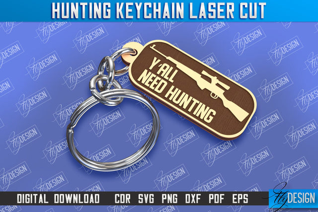 Hunting Keychain Laser Cut | Hunting Season | Gift for Hunter | CNC File SVG Fly Design 