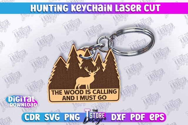 Hunting Keychain Laser Cut | Hunting Season | Gift for Hunter | CNC File SVG The T Store Design 