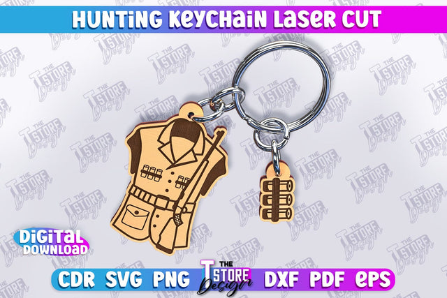 Hunting Keychain Laser Cut | Hunting Season | Gift for Hunter | CNC File SVG The T Store Design 