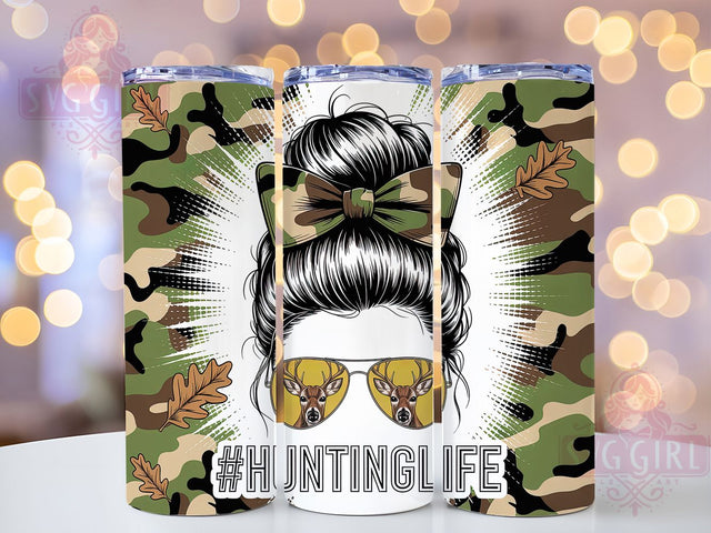 Hunting Life Messy Bun 20oz Tumbler, Messy Bun, Woman Style, Outdoor Theme, 20oz Sublimation, PNG Design, Rustic Gift Sublimation SvggirlplusArt 