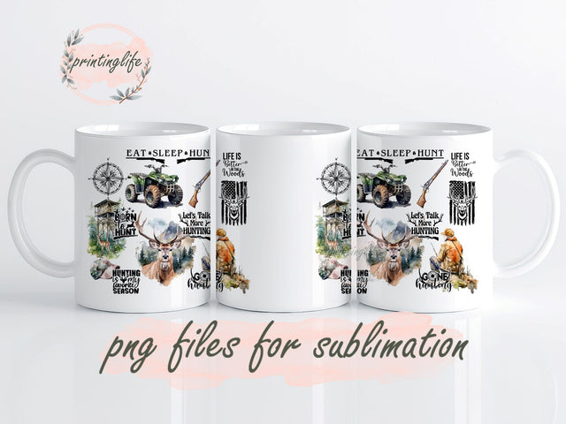 Hunting Mug Wrap Design, Instant Digital Design Download Mug Wrap Design, Mug Design PNG Sublimation PrintingLife 