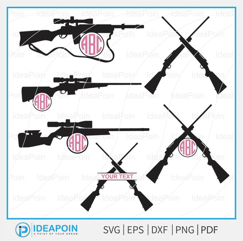 Hunting rifle svg, Rifles Monogram Hunting Gun SVG, Gun Glock Monogram SVG, Hunting Rifle SVG, Crossed Hunting Rifles, Scoped Rifles SVG Dinvect 