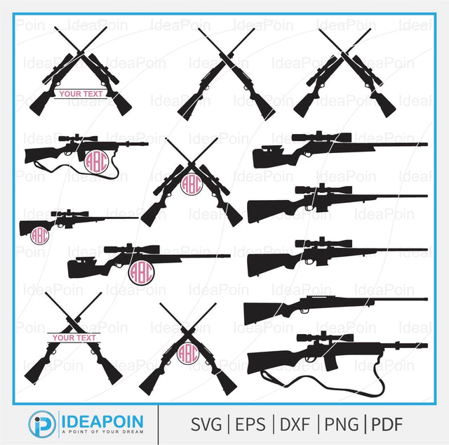 Hunting rifle svg, Rifles Monogram Hunting Gun SVG, Gun Glock Monogram SVG, Hunting Rifle SVG, Crossed Hunting Rifles, Scoped Rifles SVG Dinvect 