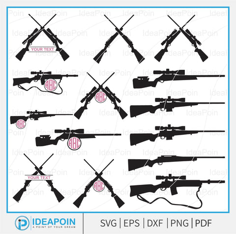 Hunting rifle svg, Rifles Monogram Hunting Gun SVG, Gun Glock Monogram SVG, Hunting Rifle SVG, Crossed Hunting Rifles, Scoped Rifles SVG Dinvect 