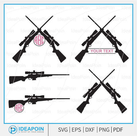 Hunting rifle svg, Rifles Monogram Hunting Gun SVG, Gun Glock Monogram SVG, Hunting Rifle SVG, Crossed Hunting Rifles, Scoped Rifles SVG Dinvect 