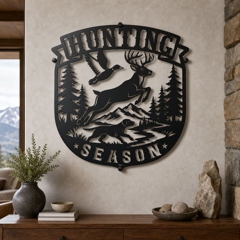 Hunting Season Laser SVG | Deer Duck Hunting Svg | Hunting Dog Laser Cut File | Wildlife CNC DXF | Rustic Metal Wall Art SVG HappyDesignStudio 