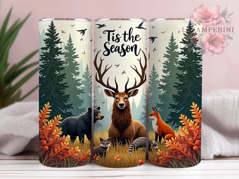 Hunting Season Tumbler, Wildlife Drinkware, Deer Fox Bear Raccoon PNG, Outdoor Adventure Gift, Hunting Lover Tumbler, Rustic Hunting Design, Sublimation Wrap for Hunters Sublimation Li Zamperini 