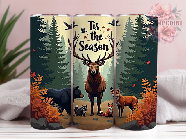 Hunting Season Tumbler, Wildlife Drinkware, Deer Fox Bear Raccoon PNG, Outdoor Adventure Gift, Hunting Lover Tumbler, Rustic Hunting Design, Sublimation Wrap for Hunters Sublimation Li Zamperini 