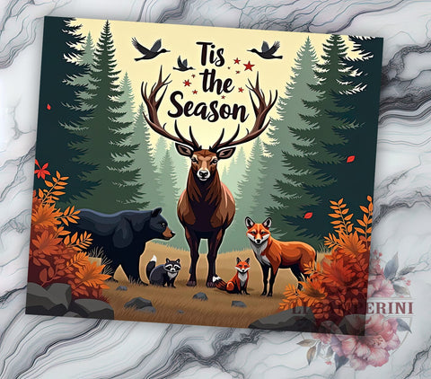 Hunting Season Tumbler, Wildlife Drinkware, Deer Fox Bear Raccoon PNG, Outdoor Adventure Gift, Hunting Lover Tumbler, Rustic Hunting Design, Sublimation Wrap for Hunters Sublimation Li Zamperini 