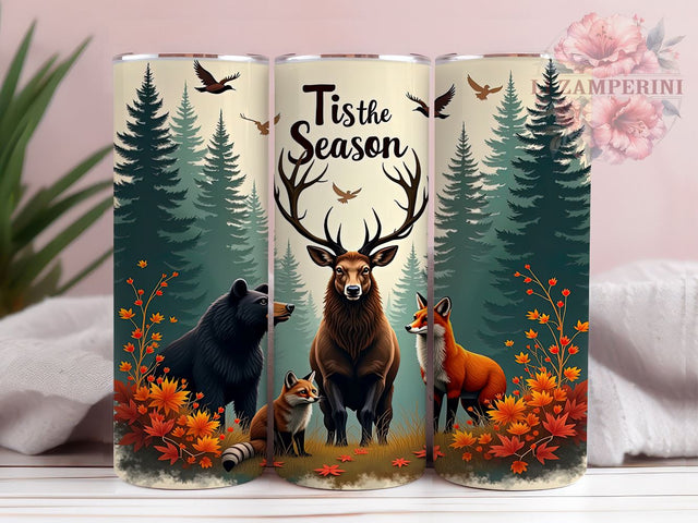 Hunting Season Tumbler, Wildlife Drinkware, Deer Fox Bear Raccoon PNG, Outdoor Adventure Gift, Hunting Lover Tumbler, Rustic Hunting Design, Sublimation Wrap for Hunters Sublimation Li Zamperini 