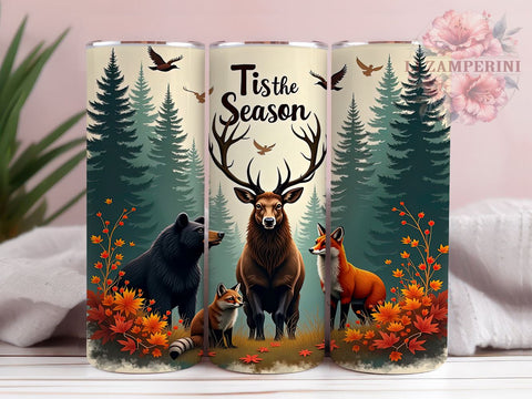 Hunting Season Tumbler, Wildlife Drinkware, Deer Fox Bear Raccoon PNG, Outdoor Adventure Gift, Hunting Lover Tumbler, Rustic Hunting Design, Sublimation Wrap for Hunters Sublimation Li Zamperini 