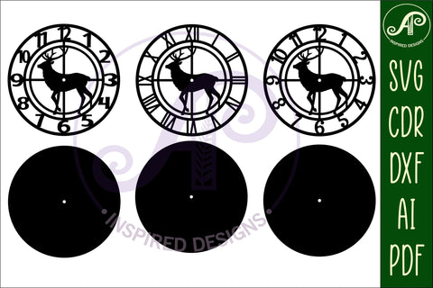 Hunting stag wall clock laser cut files, SVG file. vector SVG APInspireddesigns 