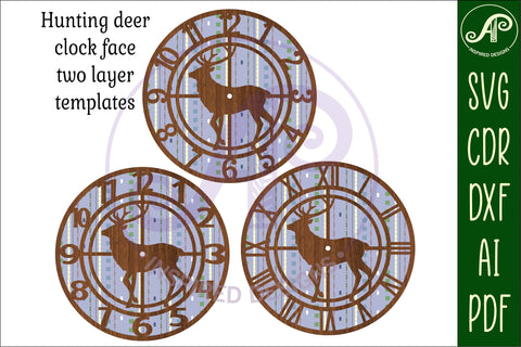 Hunting stag wall clock laser cut files, SVG file. vector SVG APInspireddesigns 