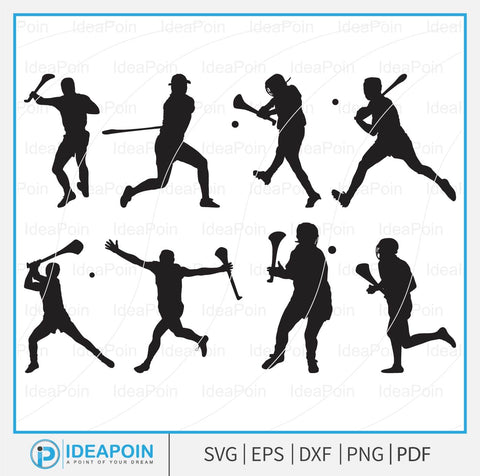 Hurling svg, Hurling Silhouette, Hurling graphic silhouette, hurling bat, sports camogie, Irish sport Gaelic silhouette SVG Dinvect 