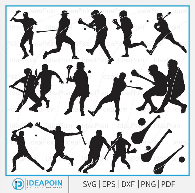 Hurling svg, Hurling Silhouette, Hurling graphic silhouette, hurling bat, sports camogie, Irish sport Gaelic silhouette SVG Dinvect 
