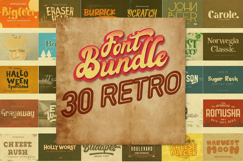 Hurry Up !! 30 Retro Font Bundles Font nearzz 