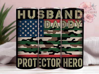 Husband Daddy Hero 20oz Tumbler Wrap, Protector Quote, Father’s Day, Family Love, Dad Gift, 20oz Tumbler Wrap, Sublimation PNG Sublimation Li Zamperini 
