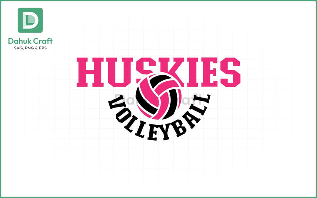 Huskies Volleyball SVG Logo Volleyball SVG PNG & EPS V1 SVG dahukdesign 