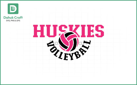 Huskies Volleyball SVG Logo Volleyball SVG PNG & EPS V1 SVG dahukdesign 