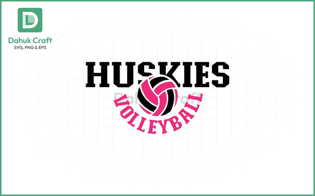Huskies Volleyball SVG Logo Volleyball SVG PNG & EPS V2 SVG dahukdesign 