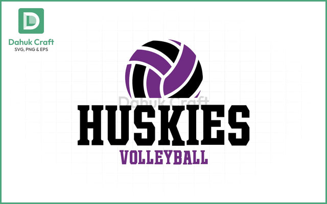 Huskies Volleyball SVG Logo Volleyball SVG PNG & EPS V6 SVG dahukdesign 