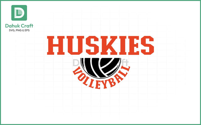 Huskies Volleyball SVG Logo Volleyball SVG PNG & EPS V7 SVG dahukdesign 
