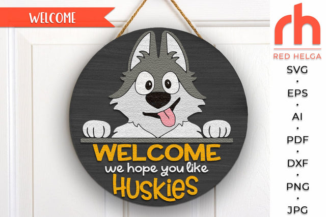 Husky Door Sign SVG, Dog Lover Hanger Cut File, Pet Design SVG RedHelgaArt 