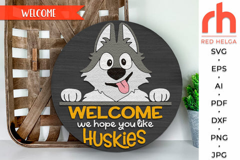 Husky Door Sign SVG, Dog Lover Hanger Cut File, Pet Design SVG RedHelgaArt 