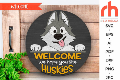 Husky Door Sign SVG, Dog Lover Hanger Cut File, Pet Design SVG RedHelgaArt 