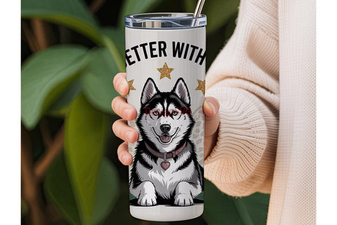 Husky Floral Tumbler Wrap PNG Sublimation DesignSVG 