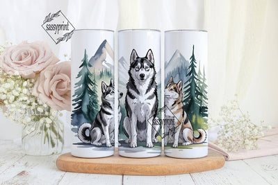 Husky Mountain Scene 20oz Tumbler Wrap Sublimation sassyprint 